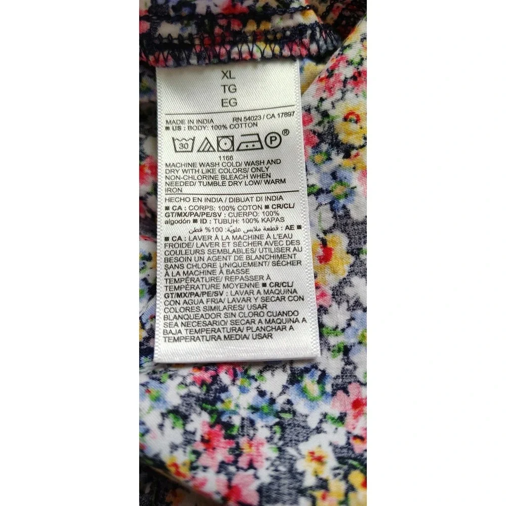 Floral Babydoll Blouse Women's XL Oversized Fit Puff Sleeves Cotton Gap/Old Navy